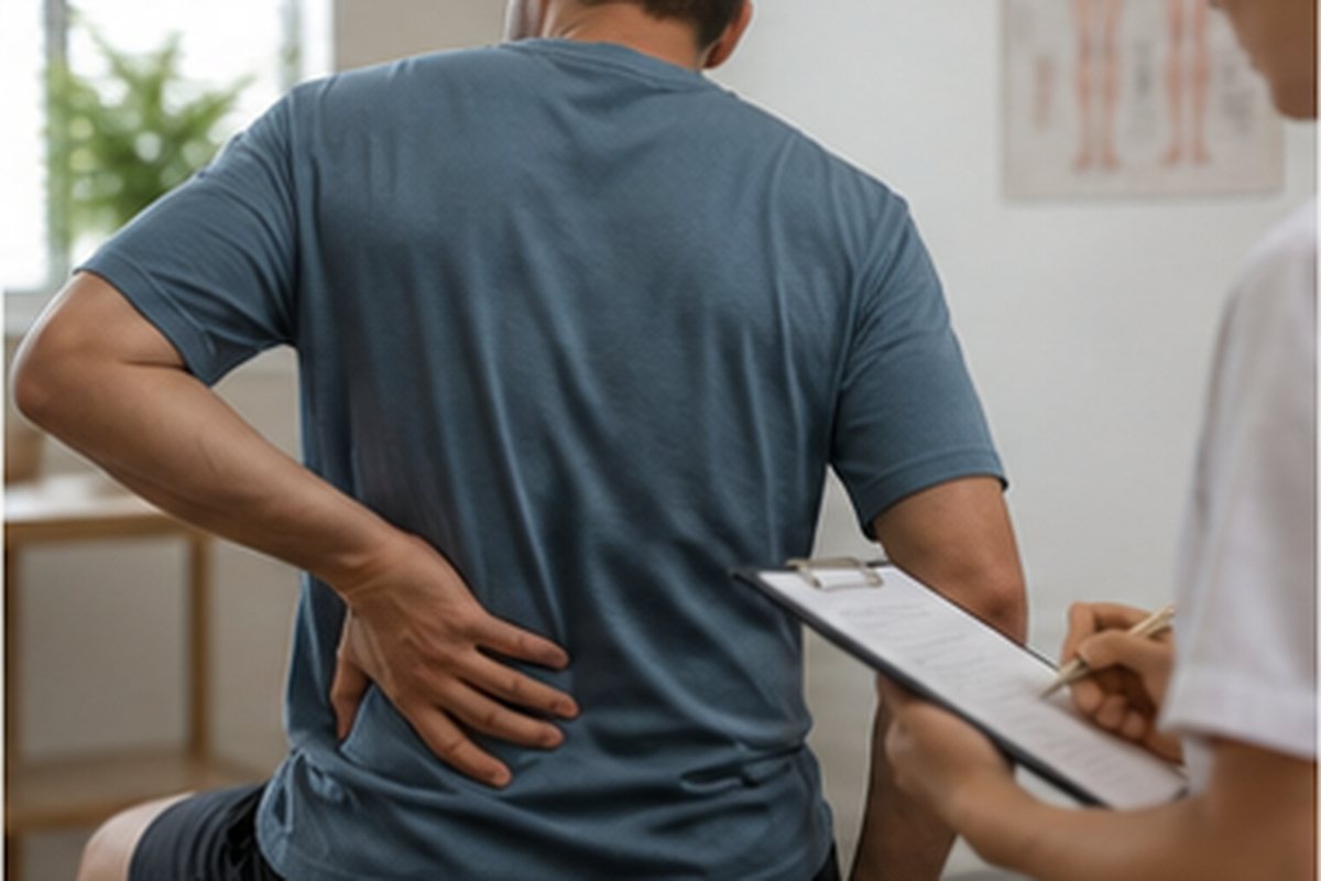 Person receiving support for back pain