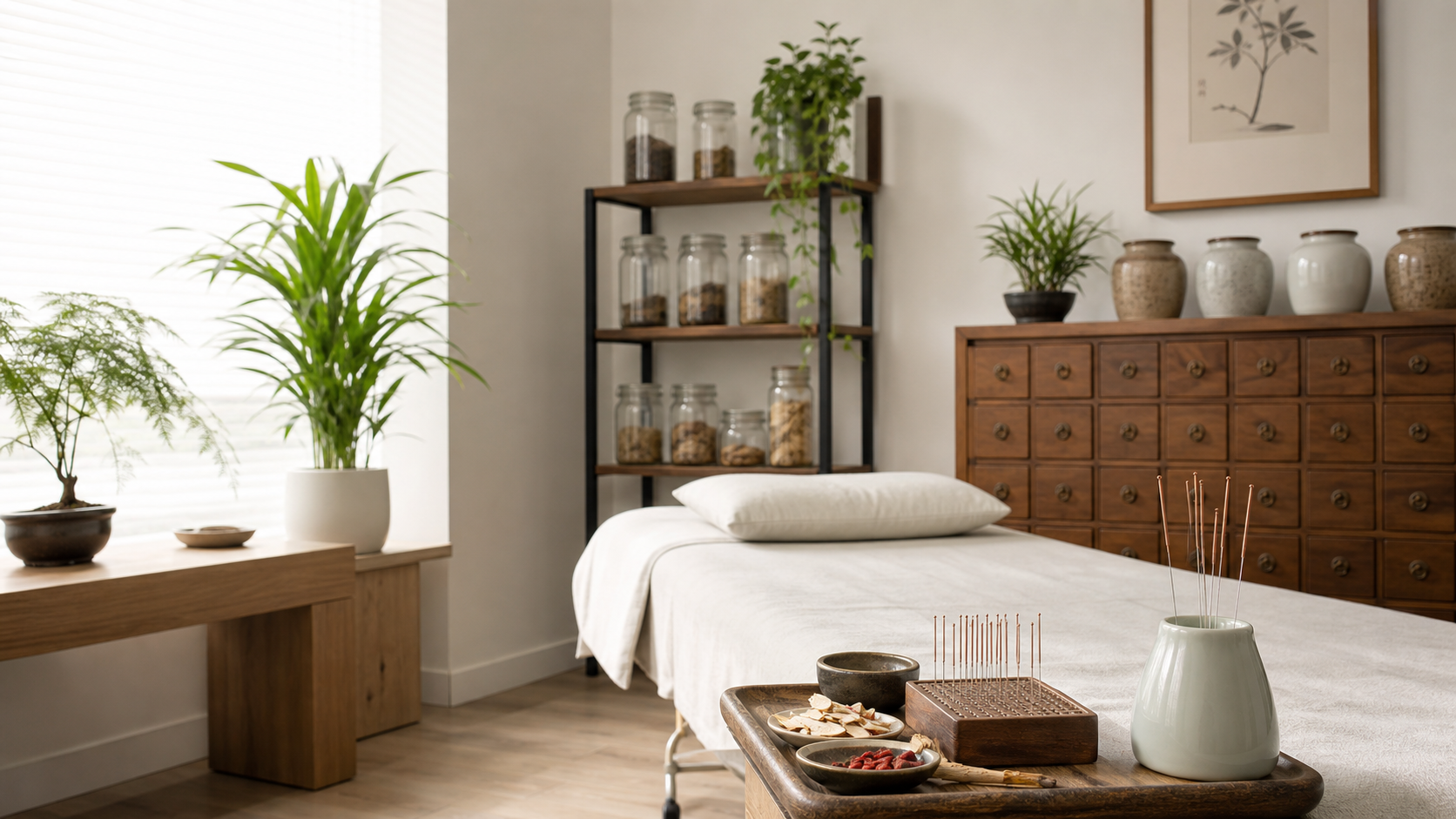 Calm, professional treatment room at Perth Acupuncture & Herbal Clinic