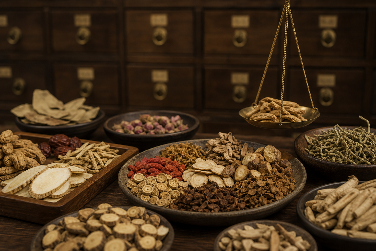 Chinese herbs in a clinic room